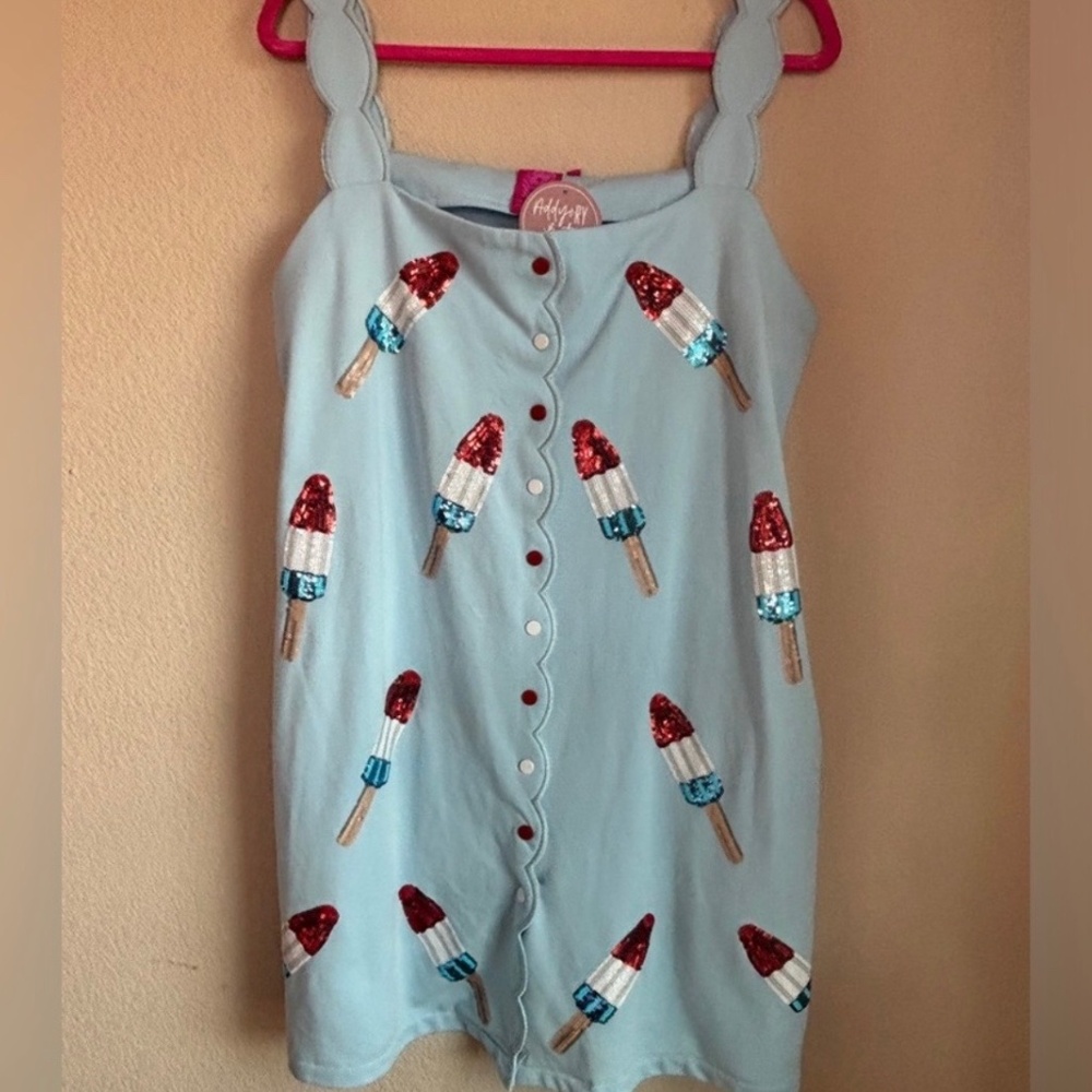 QUEEN OF SPARKLES Blue Popsicle Dress
